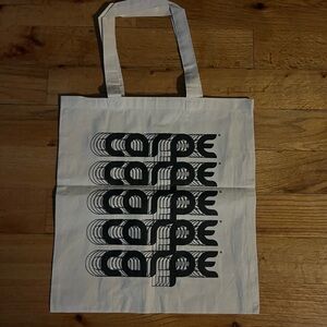 White Tote Bag with Black Graphic